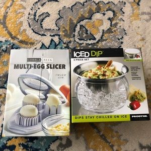 Egg slicer and dip serving set